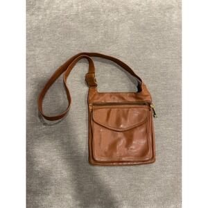 Fossil Women Vintage Brown Genuine Leather Crossbody Bag with Key Charm
